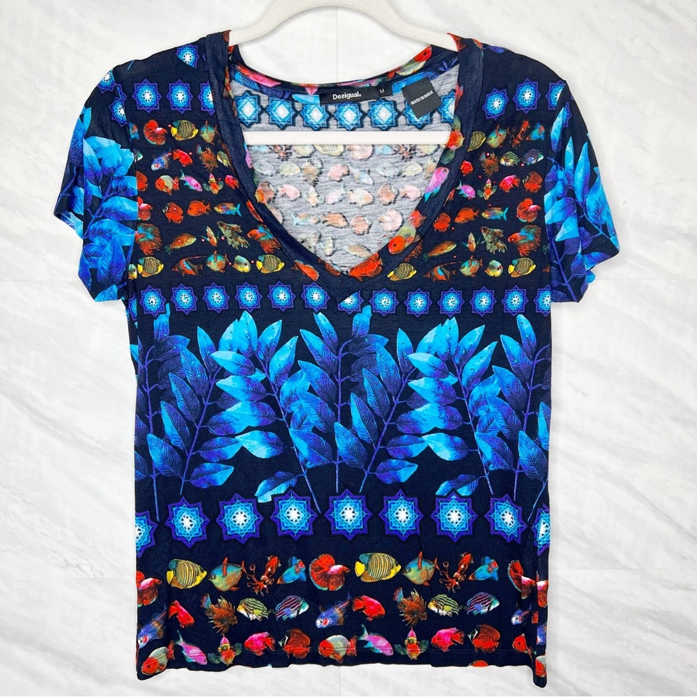 Desigual Tropical Fish Erika Tee Medium - Picture 2 of 7